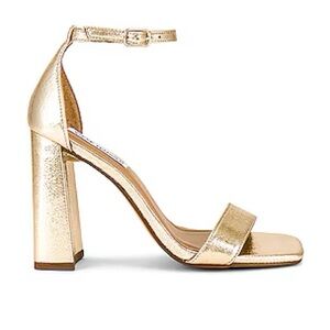 Steve Madden Gold Ankle Strap Block Tiaa Heel Sandals 6